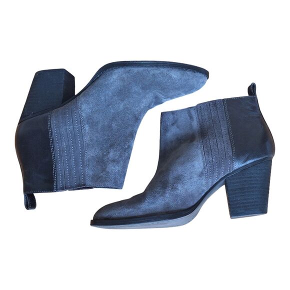 Nine West Fiffi Chelsea Ankle Boots Gray Size 10M Round Toe Block Heel Leather - Picture 5 of 12